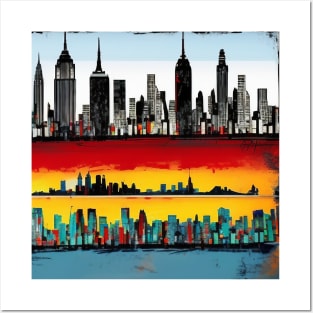 New York Skyline Ai Art Chalk Posters and Art